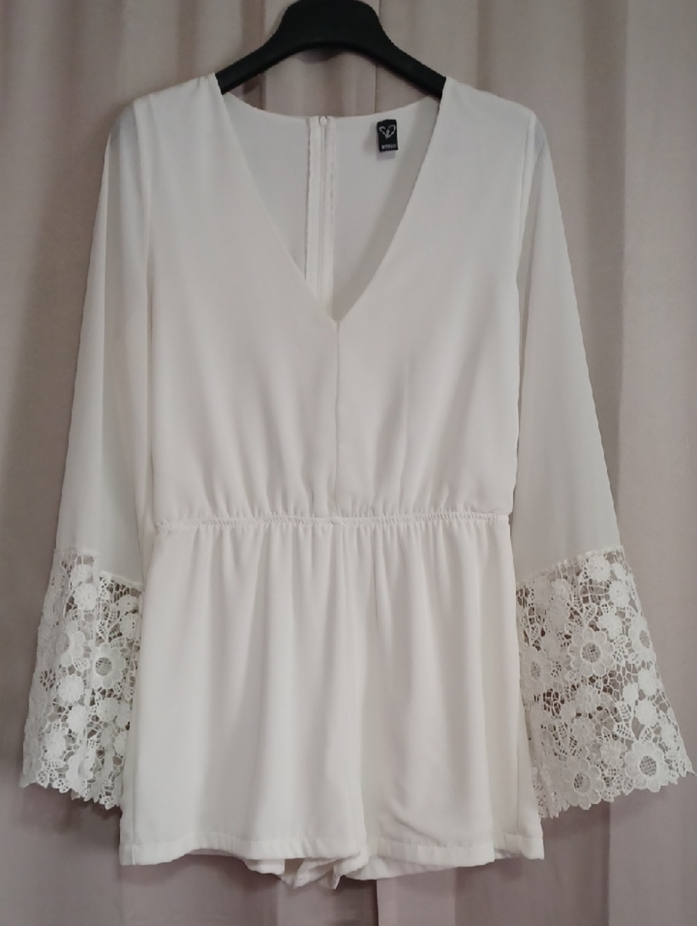 Windsor White Lace Bell Sleeve Romper Boho Bridal Playsuit Festival Euro Summer